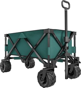 Outsunny Cărucior de Grădină cu Mâner Telescopic, Cărucior pentru Transport Obiecte până la 70 kg, 108x55 cm, Verde | Aosom Romania
