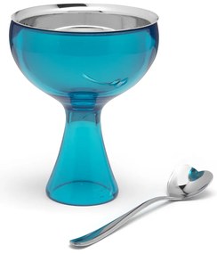 Pahar și linguriță Big Love, albastru, diam. 12 cm - Alessi