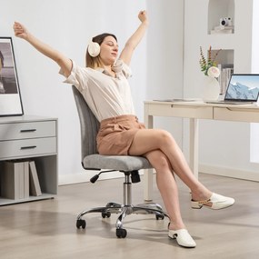 HOMCOM Scaun Birou Rotativ Fără Cotiere Înălțime Reglabilă Țesătură Gri | Aosom Romania