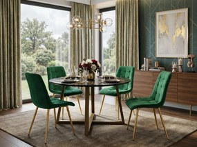 Scaun de dining SPLIT VELVET cu picioare aurii, verde