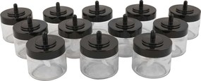 Set 12 recipiente condimente 430KSV1431, transparent/negru, sticla, 30