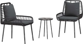 vidaXL Set de masă pentru grădină 3 pcs Negru și antracit poliratan