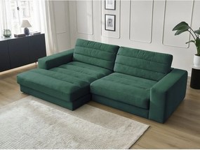 Colțar verde cu tapițerie din catifea (cu colț pe partea stângă/cu șezlong) Sierra – Bobochic Paris