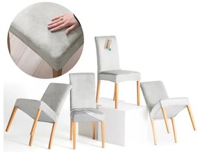 Huse gri-deschis 4 buc. elastice pentru scaun 48 cm Sento – Restilo