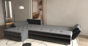 Colțar extensibil dumonde cu ladă de depozitare si sezut confortabil din spuma high-density, Loana XL Ambience Gri II 335x185 cm