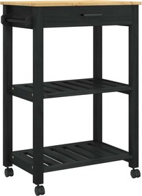 vidaXL Troler de Bucătărie MONZA Negru 60 x 40 x 88,5 cm