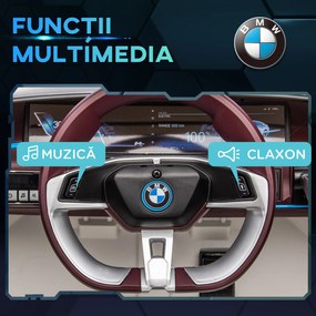 HOMCOM Masinuta Electrica pentru Copii BMW i4 cu Licenta de 12V cu Telecomanda, Baterii Portabile, Muzica, Claxon, pentru 3-6 ani Alb | Aosom Romania