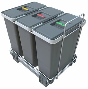 Coș încorporat pentru deșeuri sortate cu cadru 12+12+12 l, gri