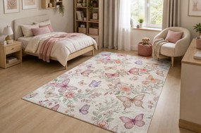 BAMBINO 61450 covor lavabil Fluturi pentru copii anti-alunecare - cremă / roz