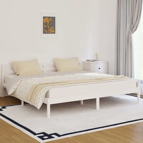 810451 vidaXL Cadru de pat, alb, 200x200 cm, lemn masiv de pin