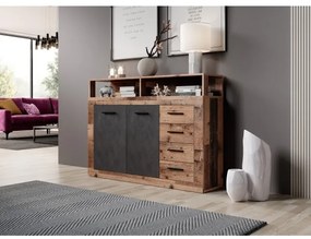 Comodă RUNA, maro închis/antracit