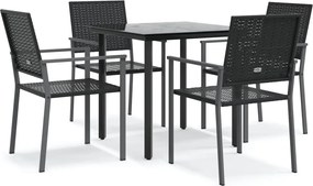 vidaXL Set mobilier de grădină, 5 piese, poliratan și oțel