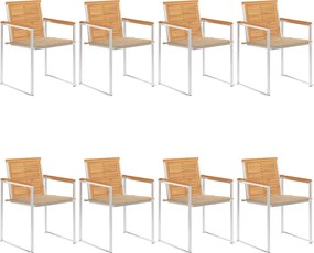 vidaXL Scaune de grădină cu perne, 8 buc., lemn masiv de tec