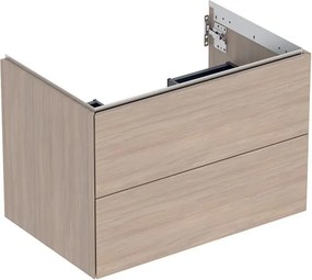 Dulap baza suspendat Geberit One stejar bej 75 cm cu 2 sertare