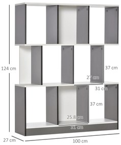HOMCOM Bibliotecă Mobilă cu 8 Rafturi pentru Sufragerie și Dormitor, 100x24x124 cm, Gri Închis | Aosom Romania