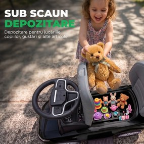 AIYAPLAY Mașinuță Ride-on Land Rover cu Mâner și Bară de Protecție, din PP și Oțel, 84 x 40 x 94,5 cm, Negru | Aosom Romania