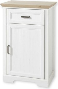 Comoda JASMIN, alb/stejar artisan, PAL, cu o usa si un sertar, 65x41x1