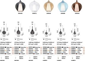 Lustra, Pendul din sticla KALIQUE-3 SP1 D18 AZZURRO