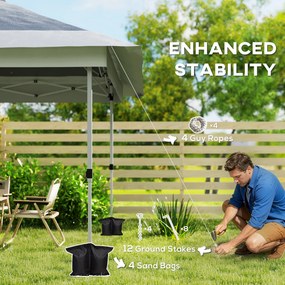 Outsunny Pavilion Pliabil cu Pereți din Plasă, Înălțime Reglabilă și Protecție UV, 356x356x280 cm, Gri | Aosom Romania