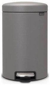 Cos de gunoi cu pedala Brabantia NewIcon 1001090, 12 L, Inchidere lina, Baza antiderapanta, Finisaj mineral, Gri