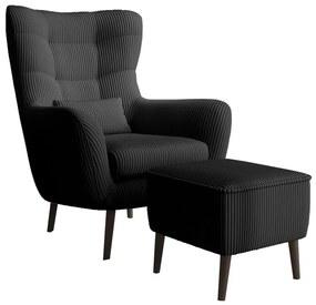 Fotoliu cu suport picioare Veneza VZ2 (negru + negru). 1099394