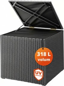 Ladă de depozitare din poliratan RICCO, 318L, 75x75x70 cm, negru Casaria
