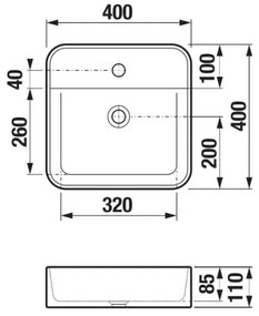 JIKA H8183610001111 - Lavoar pe blat ASTRA 40x40 cm ceramică/alb