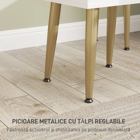 HOMCOM Toaletă cu Oglinză, Taburet, 3 Sertare, Sticlă Temperată, Metal, Lemn Ash. | Aosom Romania