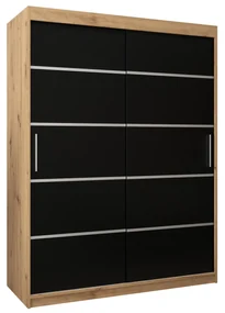 Dulap de haine 150 cm Verika 1 150 (stejar artisan + negru). 1063699