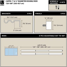 Galerie de perdea extensibilă 305-457 cm din oțel Cappa – Umbra