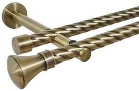 Galerie dubla twist picior universal fara inele prindere perete prince 19/19 mm aur antic (Alege marime: 200 cm)