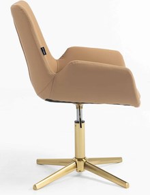 HR240CROSS Scaun Carmel Piele Ecologica Premium Soft cu Bază Aurie