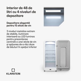 Klarstein Shirley 15 Uno. frigider pentru vinuri, 15 sticle, 5 - 20 °C, control tactil, retro