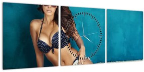 Tablou - Femeia pozând (cu ceas) (90x30 cm)