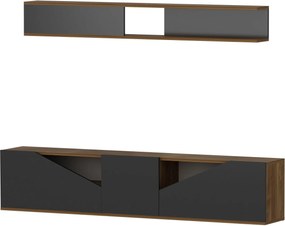 Mobilier living TAC, negru/nuc, PAL melaminat, 2 piese