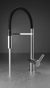 Baterie pentru chiuveta bucatarie, crom, cap mixer, pipa flexibila, 2 tipuri de jet, Deante Magnetic
