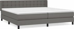 vidaXL Pat box spring cu saltea, gri, 200x200 cm, piele ecologică