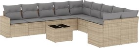vidaXL Set canapele de grădină cu perne, 11 piese, bej, poliratan