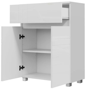 kleankin Mobilier de depozitare pentru baie pe picioare dulap 2 uși 1 sertar, raft reglabil, alb lacuit | Aosom Romania