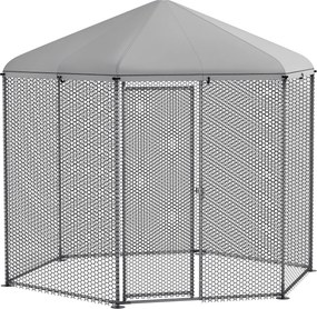 PawHut Țarc pentru găini exterior 5 m² parc cu plasă dim. 2,8L x 2,45l x 2,46H - spațiu acoperit - 5/8 găini | Aosom Romania