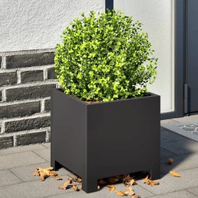 vidaXL Jardiniere de grădină, 2 buc., negru, 30x30x30 cm, oțel