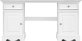 Birou lemn masiv alb Linea, 155 × 54 × 77 cm