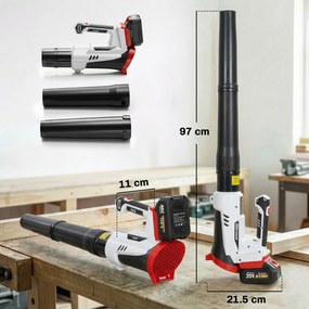 Outsunny Suflător Aspirator Tocător de Frunze 250 W cu Baterie 4000 mAh și Încărcător, 6 Viteze, 149 km/h, Alb | Aosom Romania