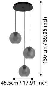 Lustră pe cablu Eglo 390213 ARANGONA 3xE27/40W/230V gri