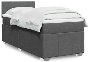 vidaXL Pat box spring cu saltea, gri închis, 80x200 cm, textil