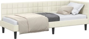 vidaXL Cadru de pat colțar cu headboard Crem 80 cm x 200 cm Catifea