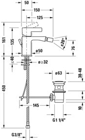 Duravit D-Neo baterie bideu stativ crom DE2400001010