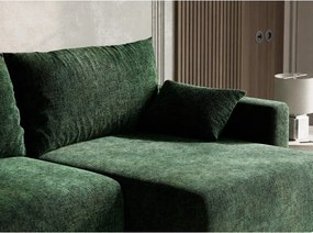 Colțar verde închis extensibil/cu spațiu de depozitare cu tapițerie din chenille (cu colț pe partea dreaptă/cu șezlong) Leon – Maison de Rêve