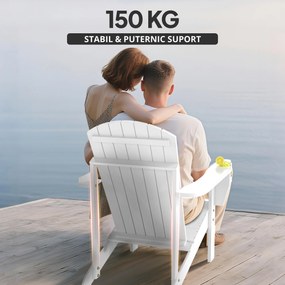 Outsunny Scaun de Gradina Adirondack din Lemn Alb 97x72.5x93cm