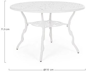 Masă metalica, alba, diametrul 110 cm, Victoria, Bizzotto